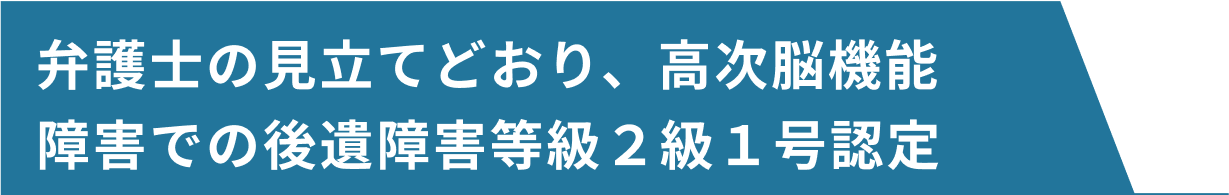 弁護士の見立てどおり、高次脳機能障害での後遺障害等級２級１号認定